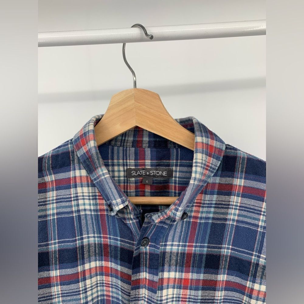 Slate & Stone Men's Long Sleeve Dean Plaid Flannel Shirt Button Down Collar LG - Picture 3 of 7